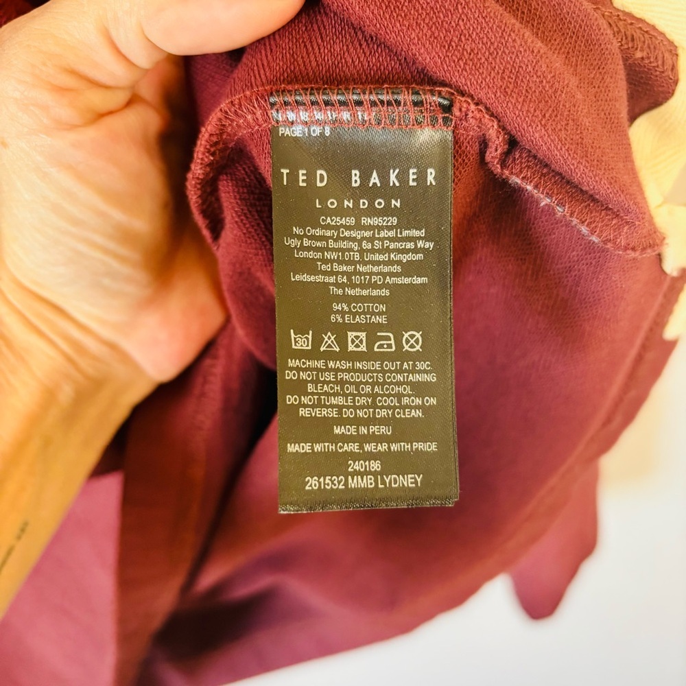 Ted Baker Burgundy Knit Top 1/4 zip - Picture 5 of 8